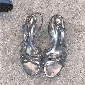 Low silver heels